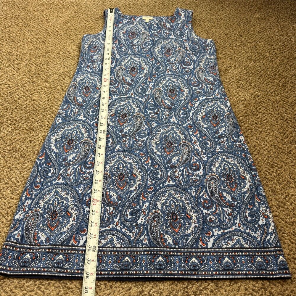Talbots Blue Floral Paisley Shift Sleeveless Knit Stretch Womens Small EUC - Picture 8 of 8